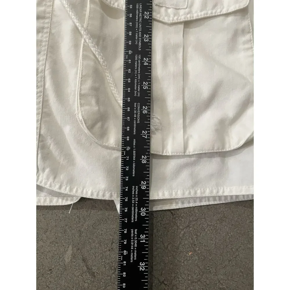SERGIO VALENTE Men's White Long Sleeve Button-Up Shirt Pockets Polyester Cotton